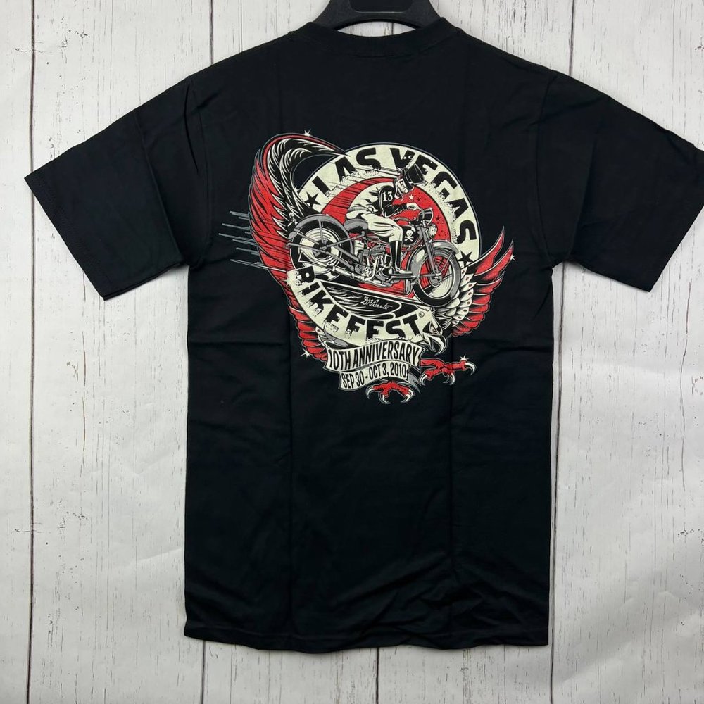 Vintage Las Vegas Bike Fest 2010 Small Fruit of the‎ Loom Casual T-Shirt New Men